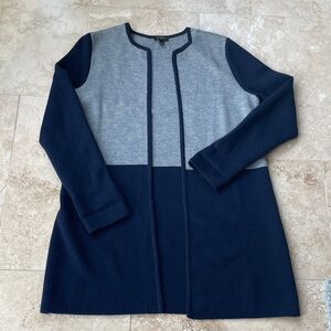 Talbots Gray and Navy Knit Cardigan
